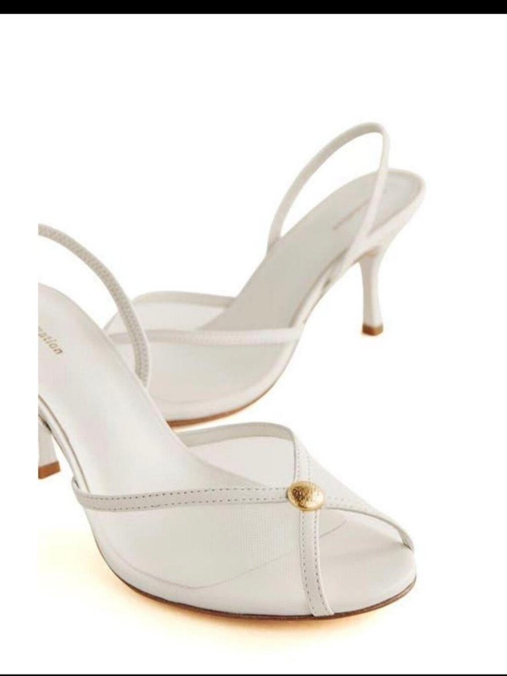 Reformation Paula Slingback Sandal Ivory Mesh Heel Size 9.5 - Picture 2 of 6